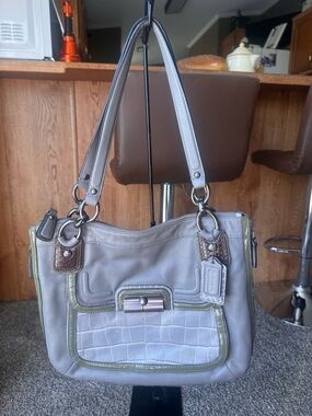 Coach Kristin spectator shoulder bag Gray Leather Shoulder Bag - green accents